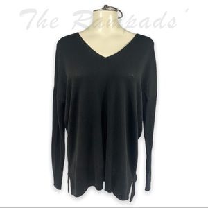 Ann Taylor Black V Neck Long Sweater Size Medium Petite
